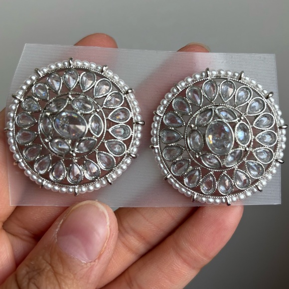 Oversized polki studs - Picture 1 of 3
